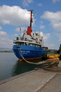 Gaza aid ship Rachel Corrie before leaving port in Ireland.